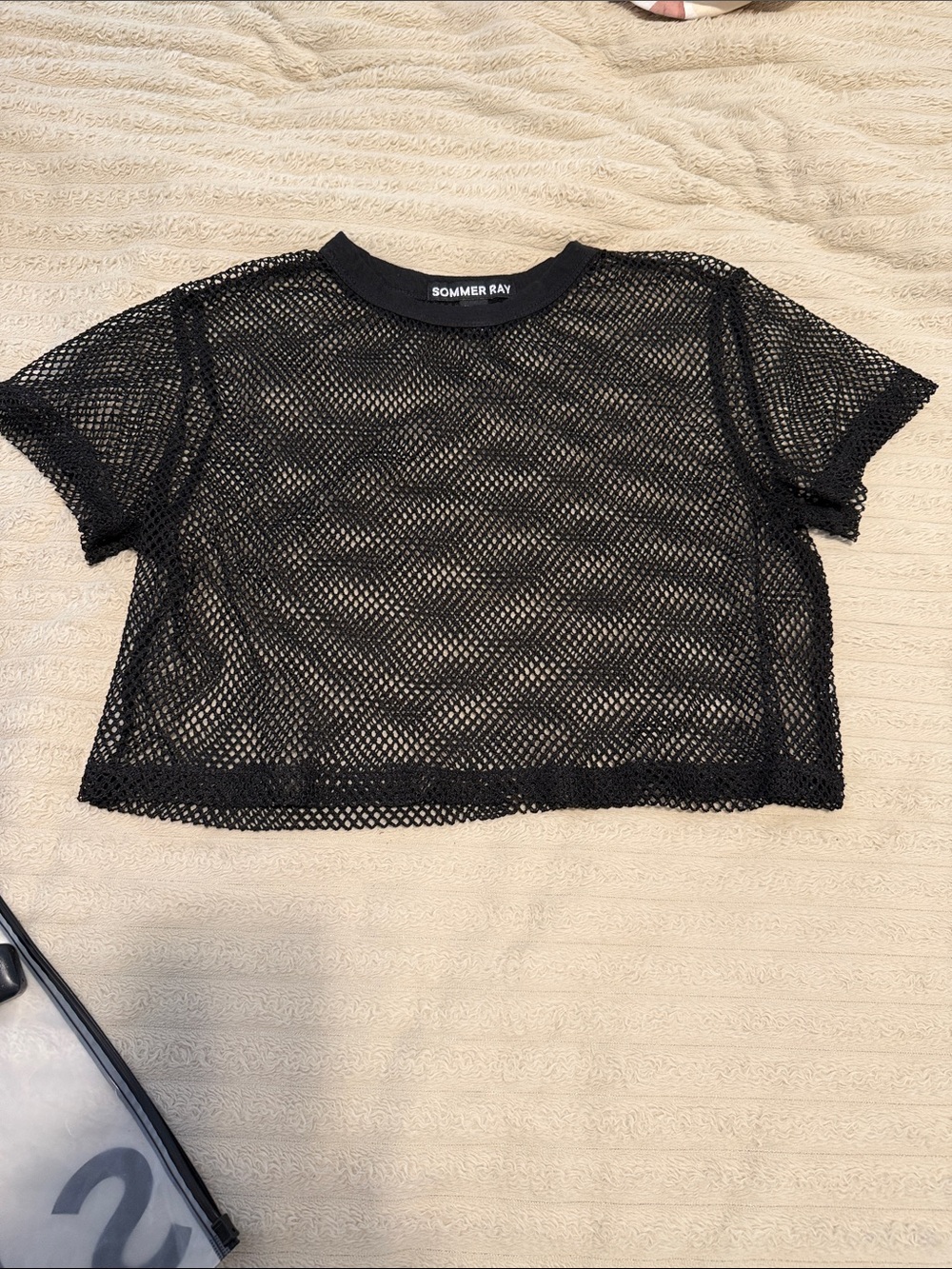 SOMMER RAY Black Mesh Short Sleeve Crop Top